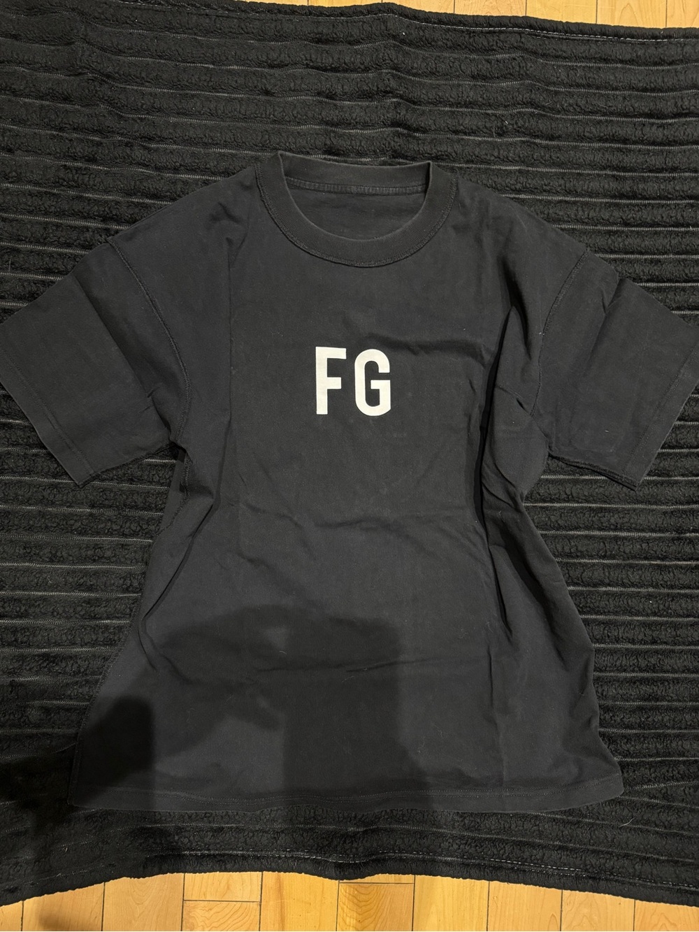 Fear of God Kids Black Tee with White FG Logo